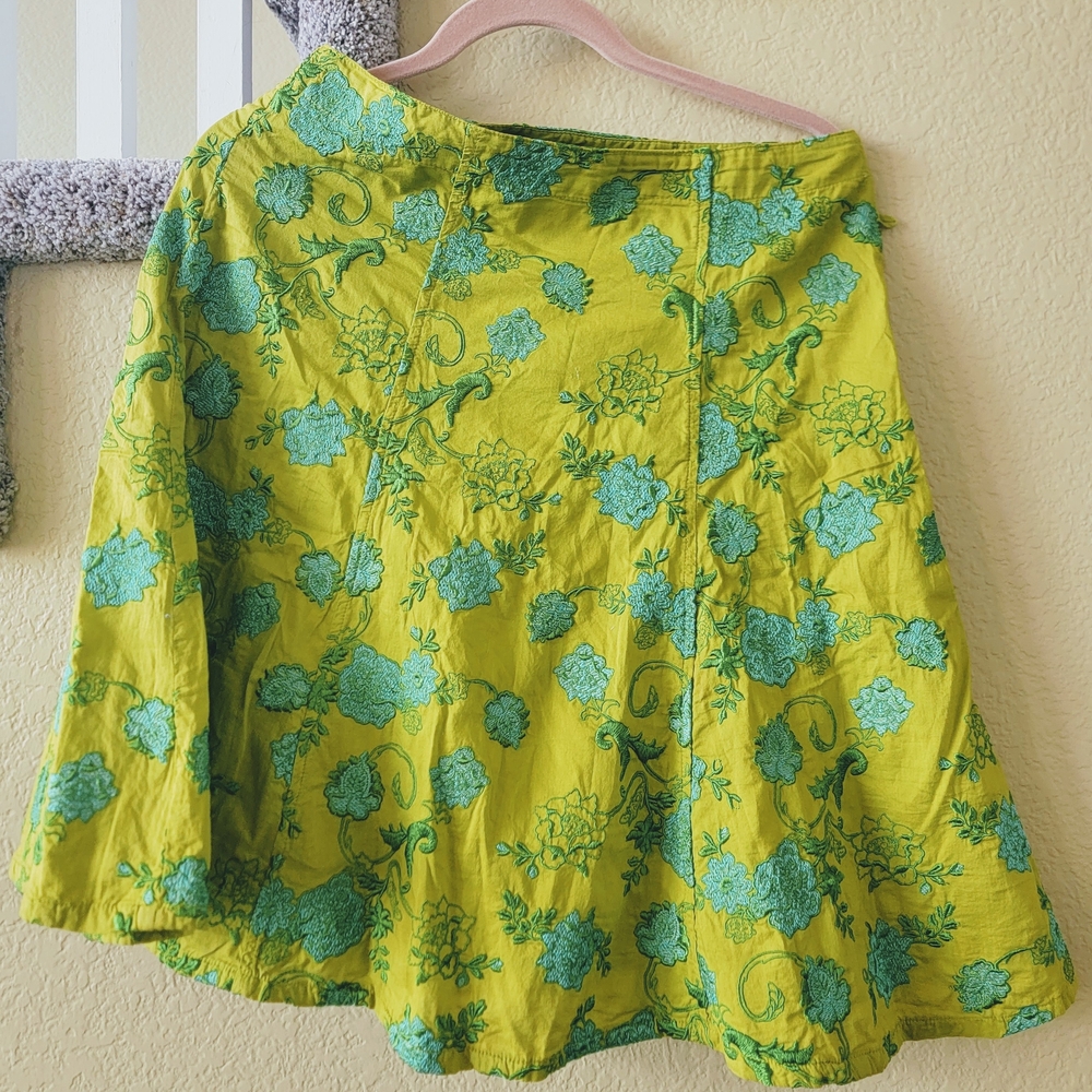 Johnny Was Lime Green Floral Skirt